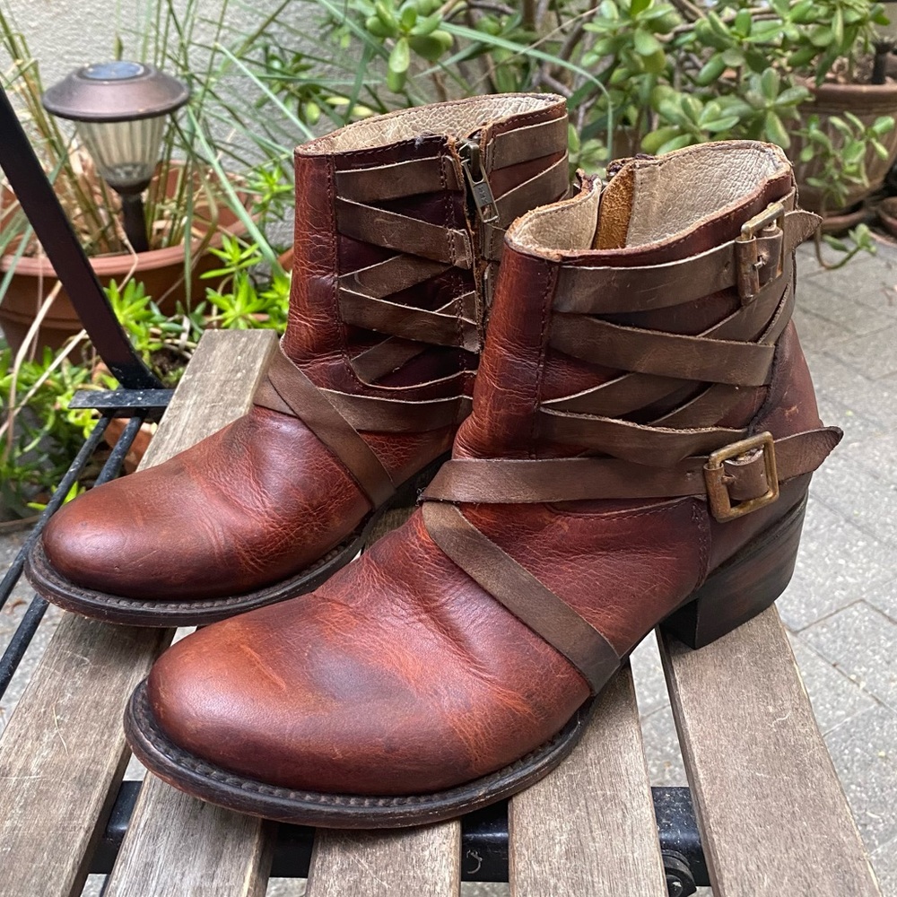 Freebird By Steven SAMMI Ankle Boots Women's Size 8 Brown Leather Made In Mexico